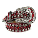 Rhinestone Diamond Waistband Unisex Belts - Red-Diamond / 