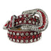 Rhinestone Diamond Waistband Unisex Belts - Red-Diamond / 