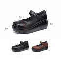 Round Toe Thick Bottom Women Leather Shoes - On sale Free 