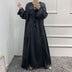 Satin Dubai Kaftan Abaya Arabic Muslim Women Dress - Black 