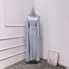 Satin Dubai Kaftan Abaya Arabic Muslim Women Dress - Gray 