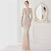 Sequin Beading V Neck Women Evening Dress - Silver / EU 36 /