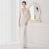 Sequin Beading V Neck Women Evening Dress - White / EU 46 /