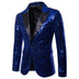 Shiny Sequin Glitter Embellished Men Blazer - Blue 1 / S - 