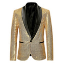 Shiny Sequin Glitter Embellished Men Blazer - Gold 2 / XXXL 