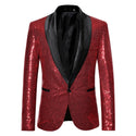 Shiny Sequin Glitter Embellished Men Blazer - Red 2 / XXXL -