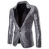 Shiny Sequin Glitter Embellished Men Blazer - Silver 1 / S -