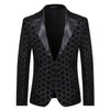 Shiny Sequin Glitter Plaid Tuxedo Men Blazer - Black Blazer 