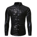 Shiny Sequin Glitter Plaid Tuxedo Men Blazer - Black Shirt /