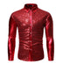 Shiny Sequin Glitter Plaid Tuxedo Men Blazer - Red Shirt / 