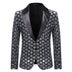 Shiny Sequin Glitter Plaid Tuxedo Men Blazer - Silver Blazer