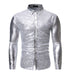 Shiny Sequin Glitter Plaid Tuxedo Men Blazer - Silver Shirt 