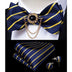 Silk Jacquard Woven Bowtie Hanky Brooch Pin Set - 