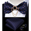 Silk Jacquard Woven Bowtie Hanky Brooch Pin Set - 