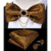 Silk Jacquard Woven Bowtie Hanky Brooch Pin Set - 