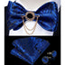 Silk Jacquard Woven Bowtie Hanky Brooch Pin Set - 