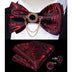 Silk Jacquard Woven Bowtie Hanky Brooch Pin Set - 