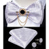 Silk Jacquard Woven Bowtie Hanky Brooch Pin Set - 