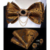 Silk Jacquard Woven Bowtie Hanky Brooch Pin Set - 