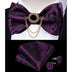 Silk Jacquard Woven Bowtie Hanky Brooch Pin Set - 