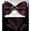 Silk Jacquard Woven Bowtie Hanky Brooch Pin Set - 