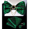 Silk Jacquard Woven Bowtie Hanky Brooch Pin Set - 