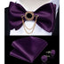 Silk Jacquard Woven Bowtie Hanky Brooch Pin Set - 