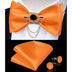 Silk Jacquard Woven Bowtie Hanky Brooch Pin Set - 