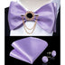 Silk Jacquard Woven Bowtie Hanky Brooch Pin Set - 