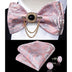 Silk Jacquard Woven Bowtie Hanky Brooch Pin Set - 