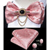 Silk Jacquard Woven Bowtie Hanky Brooch Pin Set - 