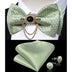 Silk Jacquard Woven Bowtie Hanky Brooch Pin Set - 