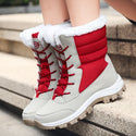 Soft Suede Leather Fleece Warm Wool Women Winter Boots - 