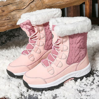 Soft Suede Leather Fleece Warm Wool Women Winter Boots - 