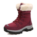 Soft Suede Leather Fleece Warm Wool Women Winter Boots - Red