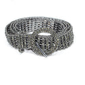 Super Shine Crystal Rhinestone Women Belts - Black Round 