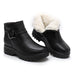 Thick Plush Warm Genuine Leather Women Ankle Boot - Black / 