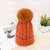 Thick Warm Wool Winter Knitted Women Hat - Orange - On sale 