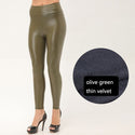 Thickened Warm Velvet Winter PU Leather Women Leggings -