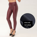 Thickened Warm Velvet Winter PU Leather Women Leggings -