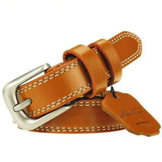 Top Quality Genuine Leather Luxury Female Belts - Brown / 