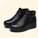 Women Ankle Warm Boot Genuine Leather Short Plush - Women 