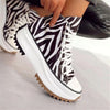 Zebra Pattern Canvas Women Sneakers - Black / 37 - Sneaker 