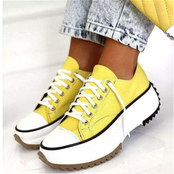 Zebra Pattern Canvas Women Sneakers - Yellow / 35 - Sneaker 